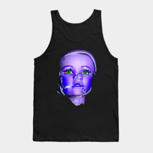 Freaky Halloween Broken Doll Zombie Face Purple Tank Top